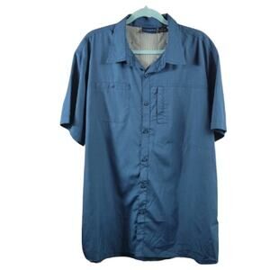 Iceburg Outerwear Men's Button Down Short Sleeve Active Shirt Blue Size XL